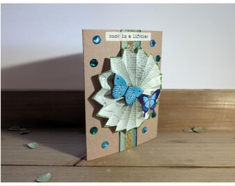 Handmade Butterfly Pinwheel Card | Kraft Art Card | One of A Kind | Once in A Lifetime