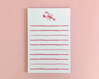 Watercolor Lobster Notepad | Coastal Notepad | Nautical Notepad | Lobster Notepad | Maine Lobster