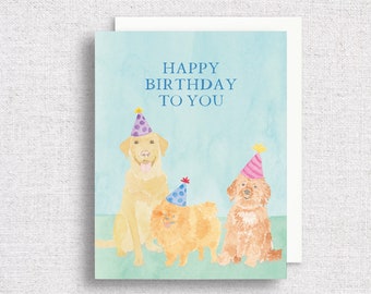 Dog Birthday Greeting Card | Happy Birthday Card | Birthday Dogs Card | Birthday Card for Kid's | Yellow Lab | Goldendoodle | Pomeranian