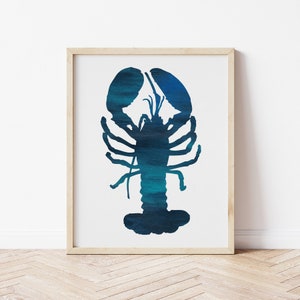 Bright Blue Lobster Print | Lucky Lobster | Coastal Artwork | Lobster Art | Maine Lobster | Lobster Wall Art | 8x10 or 11x14