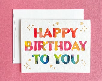 Starry Rainbow "Happy Birthday to You" Greeting Card | Colorful Birthday Card | Birthday Card for Friend | Birthday Card for Kids