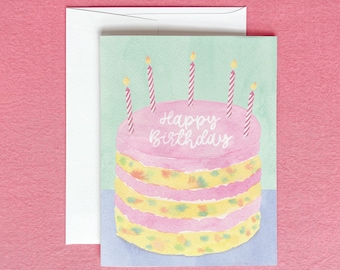 Funfetti Birthday Cake Greeting Card | Happy Birthday Card | Birthday Cake Card | Birthday Card for Her | Cake Bday Card