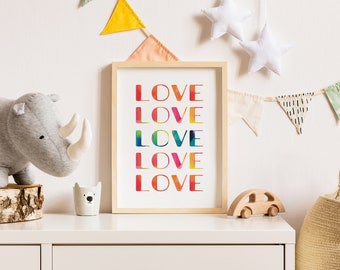 Love Rainbow Art Print | Rainbow Wall Art | Rainbow Artwork | Rainbow Home Decor | Colorful Wall Decor