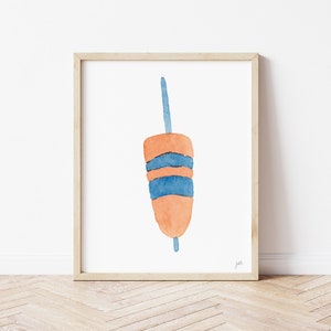 Watercolor Buoy Wall Art | Buoy Art Print | Coastal Wall Art | Coastal Decor | Lobster Buoy Wall Art