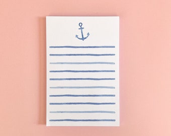 Watercolor Anchor Notepad | Coastal Notepad | Nautical Notepad