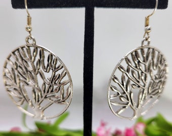 Tree of Life Silver Dangle Earrings