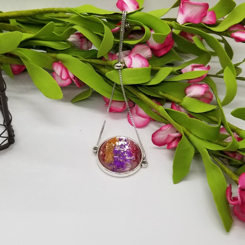 Dried Flower Resin Silver Adjustable Bracelets Queen Anne/'s Lace Dried Flower Bracelet