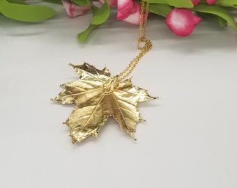 Gold Plated Maple Leaf Pendant