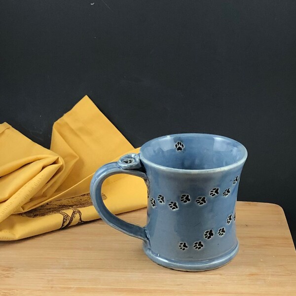 Paw Print Pottery Mug, handmade