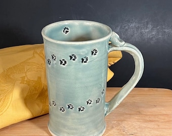 Paw Print Large  Pottery Mug, handmade