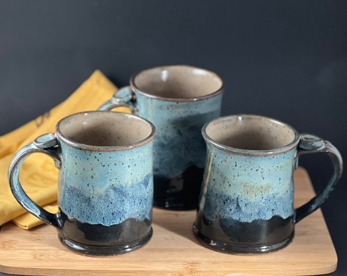 Handmade Pottery Mug,  Blue 'Mountain Vista'