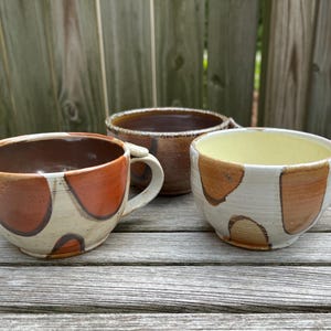 Wide-rimmed Mug with Thumb rest, Soda-fired porcelain or stoneware handmade pottery