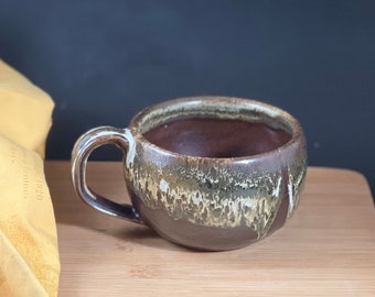 Wide-rimmed Stoneware Mug, handmade pottery