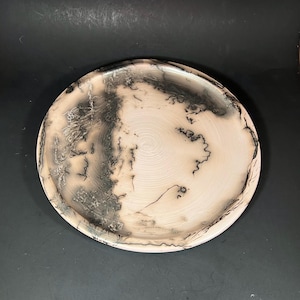 HORSEHAIR RAKU Decorative Platter /Plate, handmade stoneware pottery
