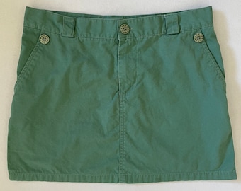 Size S Vintage 90s Roxy Mini Skirt Green Straight Button Pockets Quicksilver Cotton Grunge Utility Cargo Gorp Surf Skate Preppy 2000s