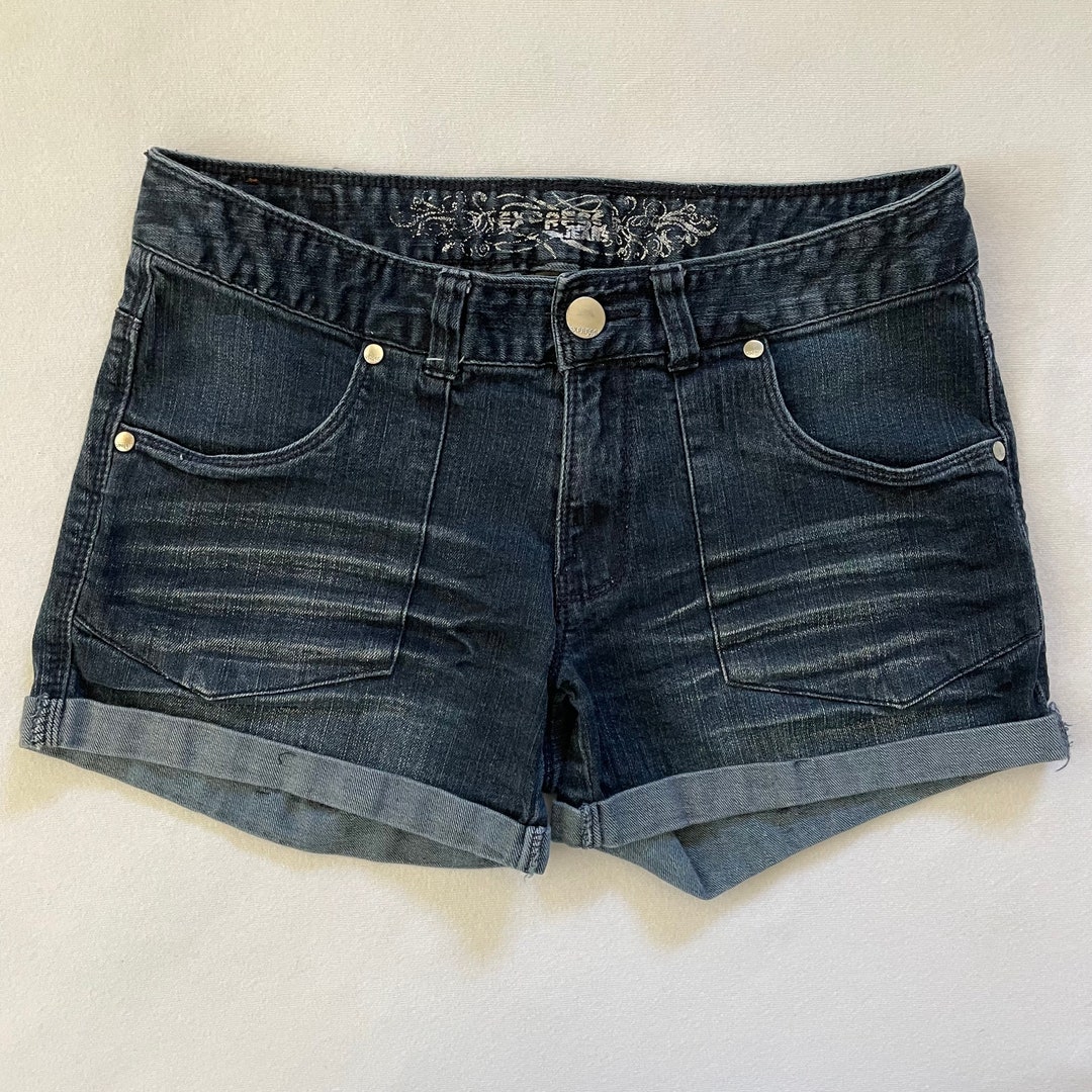 Size S Vintage Y2K Express Jean Shorts Low Rise Waist Cargo Utility