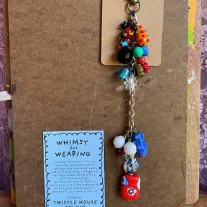 Handmade Beaded Bag Charm: Boho Purse Accessory with Vintage Beads