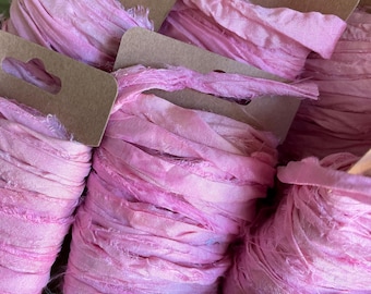 Vintage Sari Silk Ribbon: Pink, 10 Yards