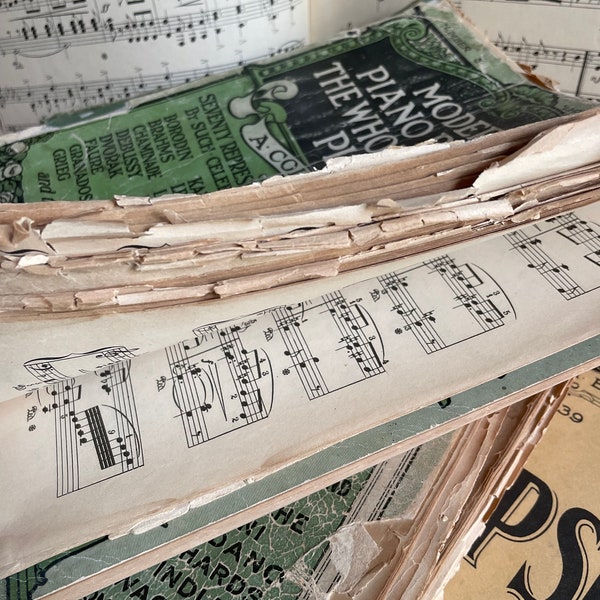 Antique and Vintage Sheet Music Crafting Junk Journal Aged Paper Shabby Ephemera Scrapbook Lot