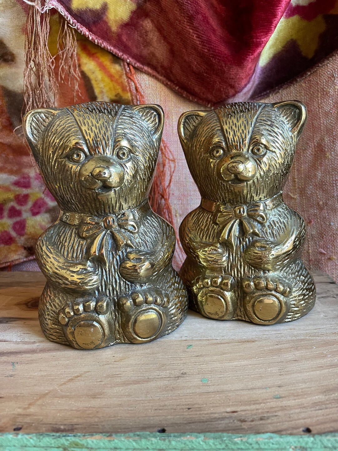 Vintage Brass Teddy Bear Bookends Set of 2 Baby Newborn Etsy