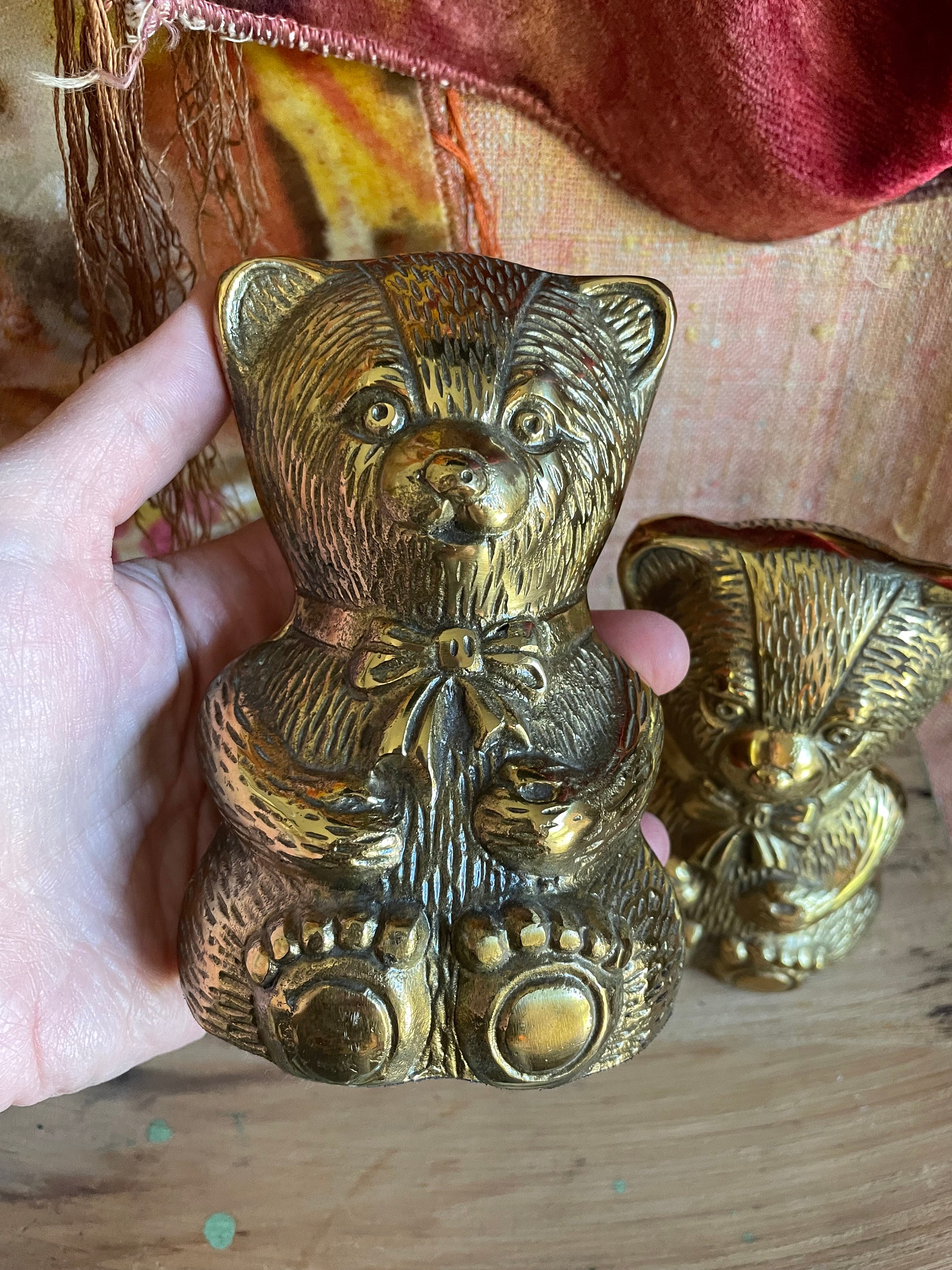 Vintage Brass Teddy Bear Bookends Set of 2 Baby Newborn Etsy