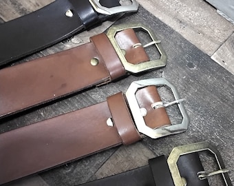 Two Inch Leather Belt Viking Celtic Leather Belt - Travelers Belt