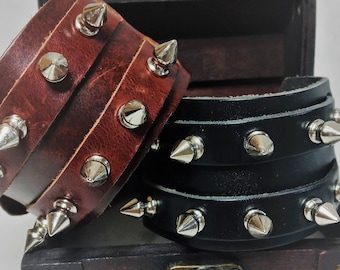Celtic Viking Spiked Leather bracelet cuff wristlet bracer