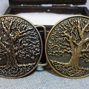 Tree of Life Belt Buckle Viking Celtic Norse Oak Yew Round Belt Buckle