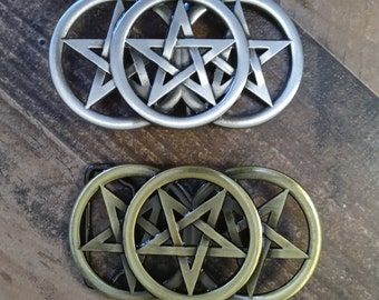 Pentacle Pentagram Gothic Wiccan Medieval Belt Buckle Reversible