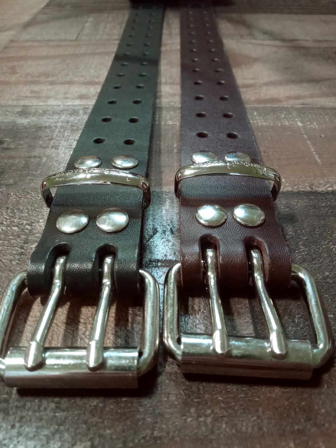 Ceinture en cuir à double trou Deux ceintures à trou Etsy France