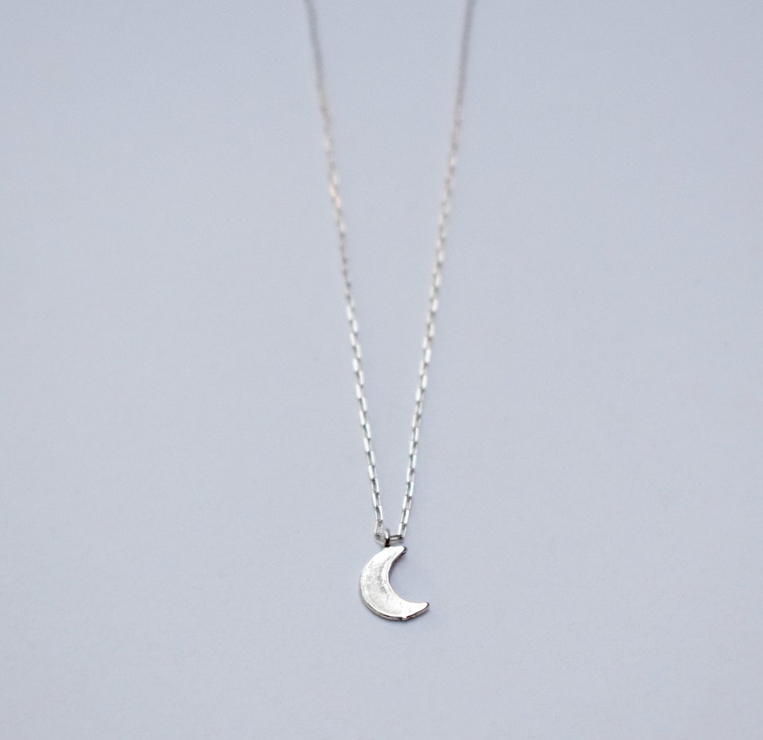 Crescent Moon Necklace in Sterling Silver - Etsy