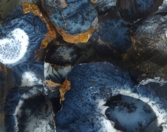 Opale dendritico blu, pezzi di opale, grezzo, muschio piumato, opali scenici (qualità A++)