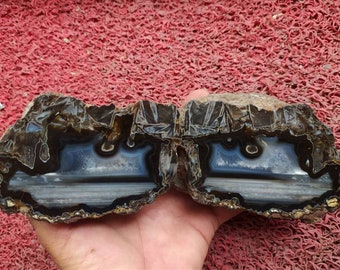 Coppia di agate blu oceano lucidate: espositore di agate turche a bastoncino