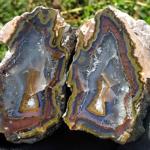 Multicolour banded,Turkish Agate pair,mirror polished agate