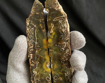 Agate fasciate, agate turche, coppia di agate lucidate a specchio