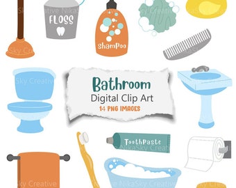 Bathroom Clipart, Hygiene Download, Morning Routine - PNG Vector Download  Planner Stickers