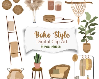 Boho Style Clipart - PNG Vector Download  Planner Stickers