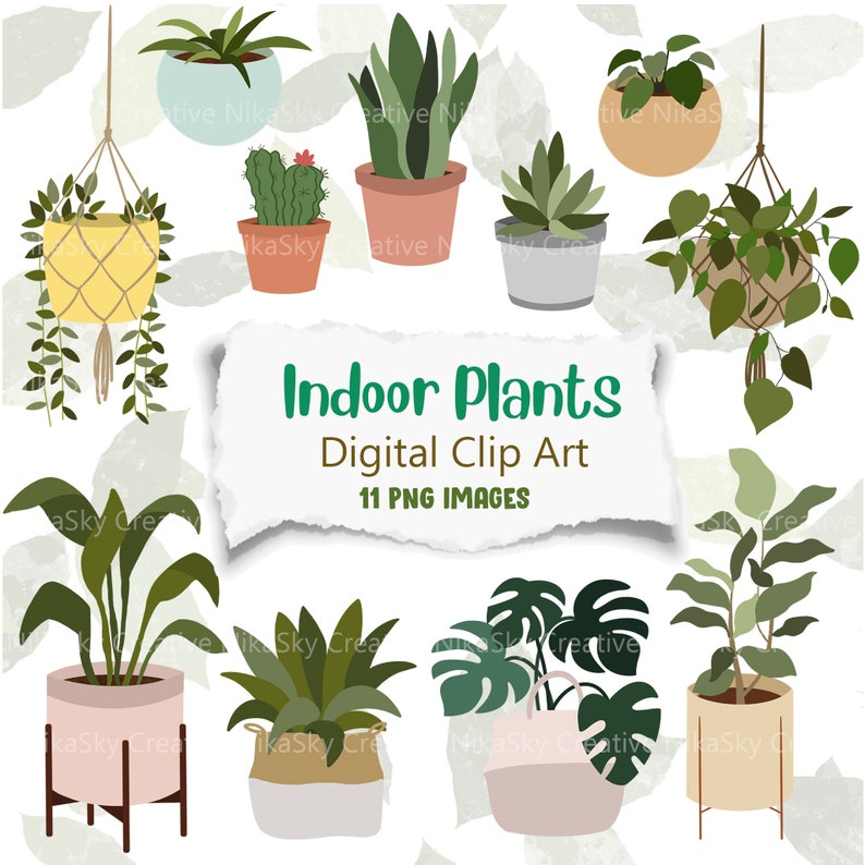 Indoor Plants Clipart , Gardening, House Plants - PNG Vector Download Planner Stickers image 1