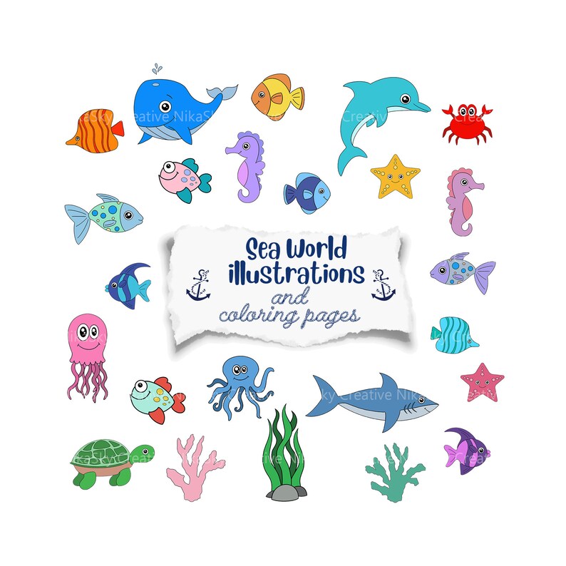 The Sea World, Sea Life, Underwater, Ocean Clipart Etsy