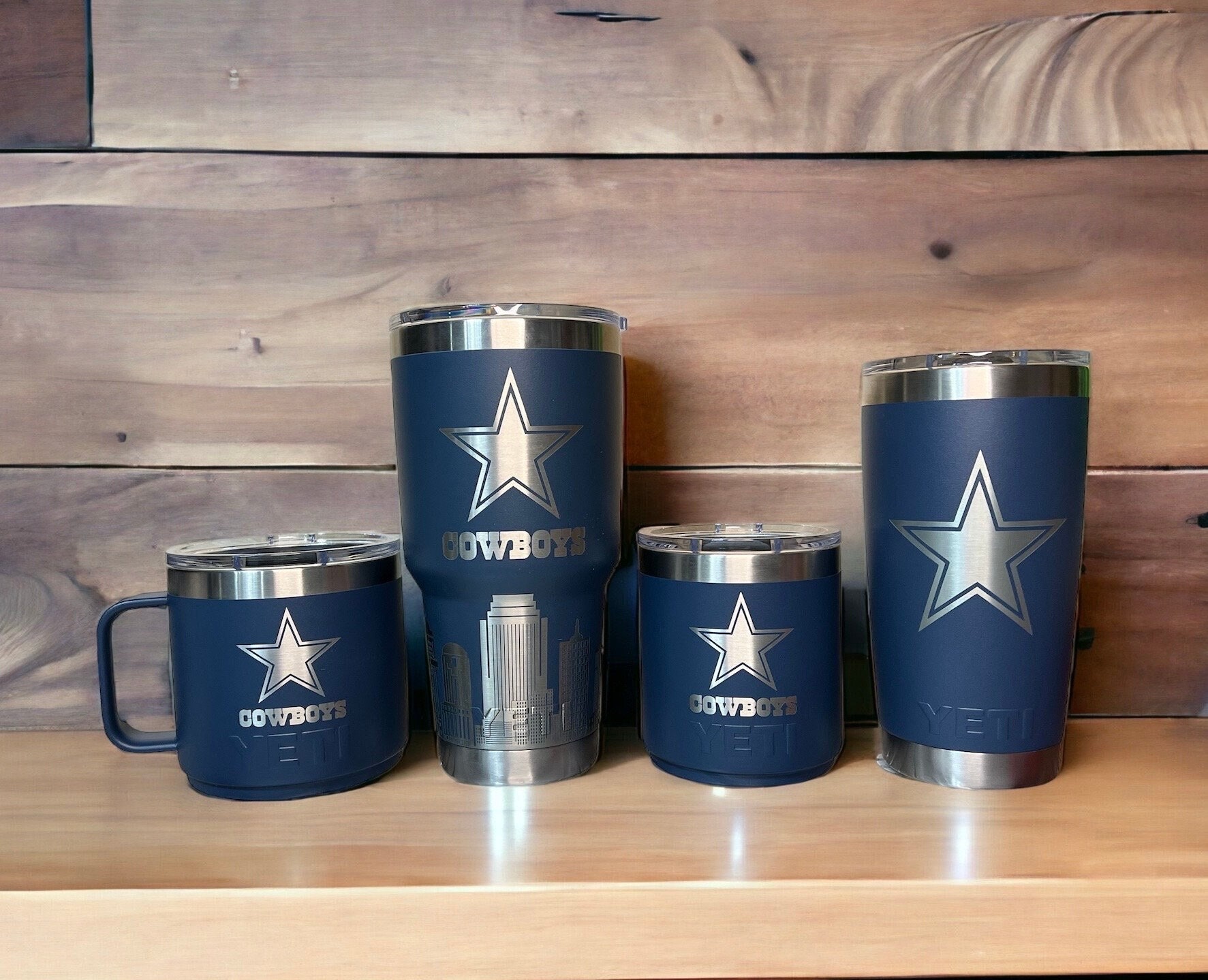 Dallas Cowboys YETI Laser Engraved Colster, 20 or 30 oz. Black Tumbler