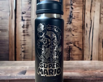Custom Super Mario on YETI Rambler Bottles-Laser Engraved