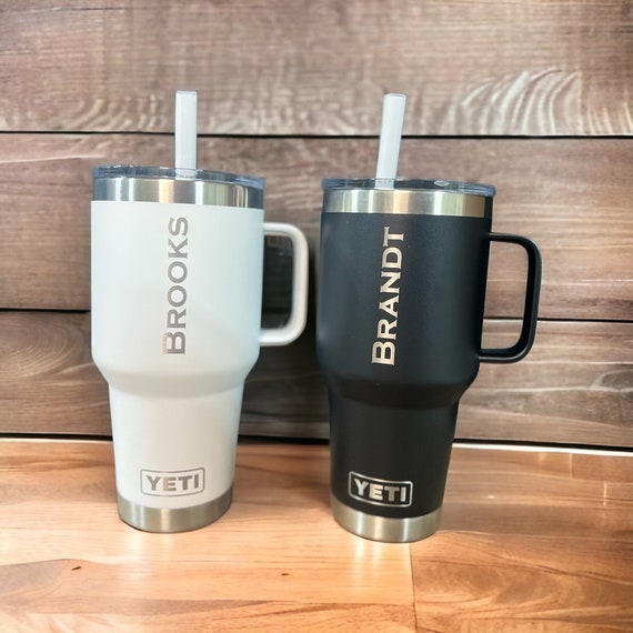 Yeti Rambler Mug Straw Lid Customizable Laser Engraved 