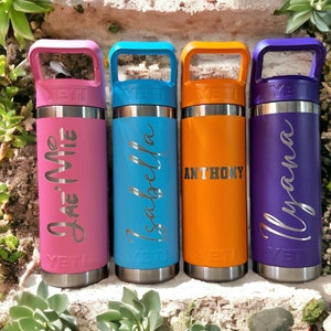 Yeti Rambler Color Matched Straw Top Water Bottles-Customizable & Laser Engraved