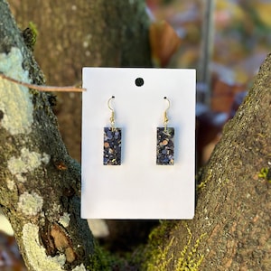 Sparkly Earrings, Glitter Earrings, Confetti Earrings, Resin Earrings, Trendy earrings, Resin Dangles, Rectangle Shaped Dangle Earrings