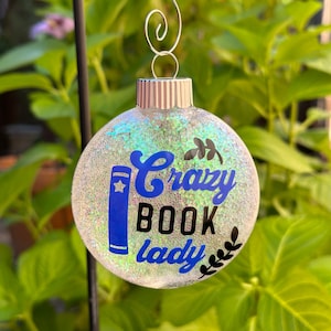 Crazy Book Lady Christmas Ornament, Book Lover Christmas Ornament, Book Lover Gift, Book Christmas Ornament, Book Christmas, Book Lady gift