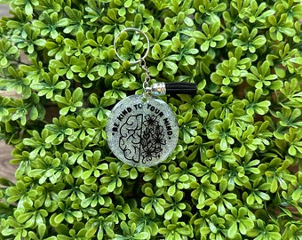 Mental Health Keychain, Inspirational Quote, Glitter Acrylic Keychain