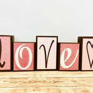 Reversible, &quot;Love&quot; & &quot;Lucky” Wooden Block set , Love blocks, Valentine’s Day Blocks, Wooden Lucky Blocks, mantle décor, wood blocks