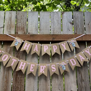 Happy Mothers day Banner, Mothers day Garland, Mothers day decoration, Mothers day decor, Mothers day bunting, Flower Banner, Mother decor