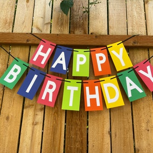 Alles Gute zum Geburtstag Banner, Geburtstagsbanner, Party Dekor, Handgefertigte Banner, Maß Banner, Papier Party Zubehör, Bunte Banner