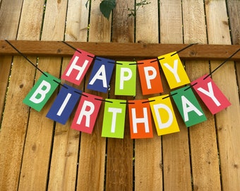 Handcrafted Colorful Happy Birthday Banner, Custom Party Decor